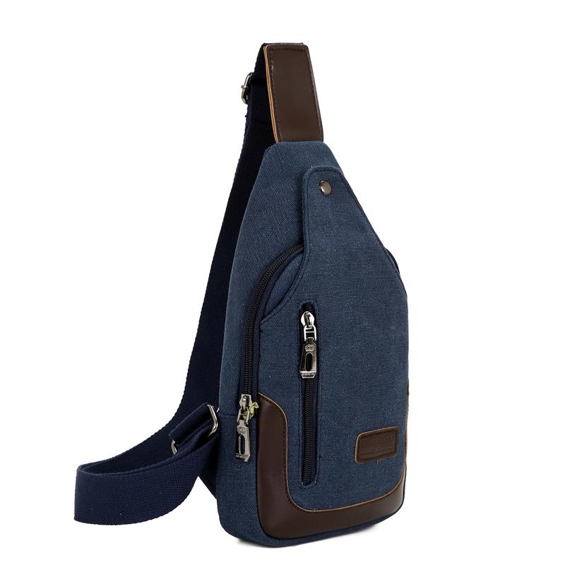 Men's Korean-Style Canvas Crossbody Chest Bag - Trendy Casual Small Shoulder Backpack