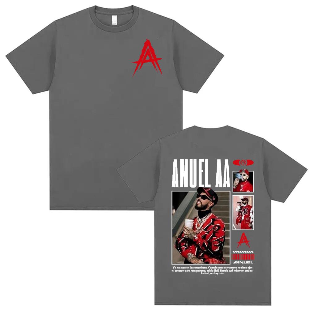 Rapper Anuel AA Rhlm 2 Album 2026 Merch Tshirts Mens Clothing High Street Vintage Style T Shirt Cotton T Shirts