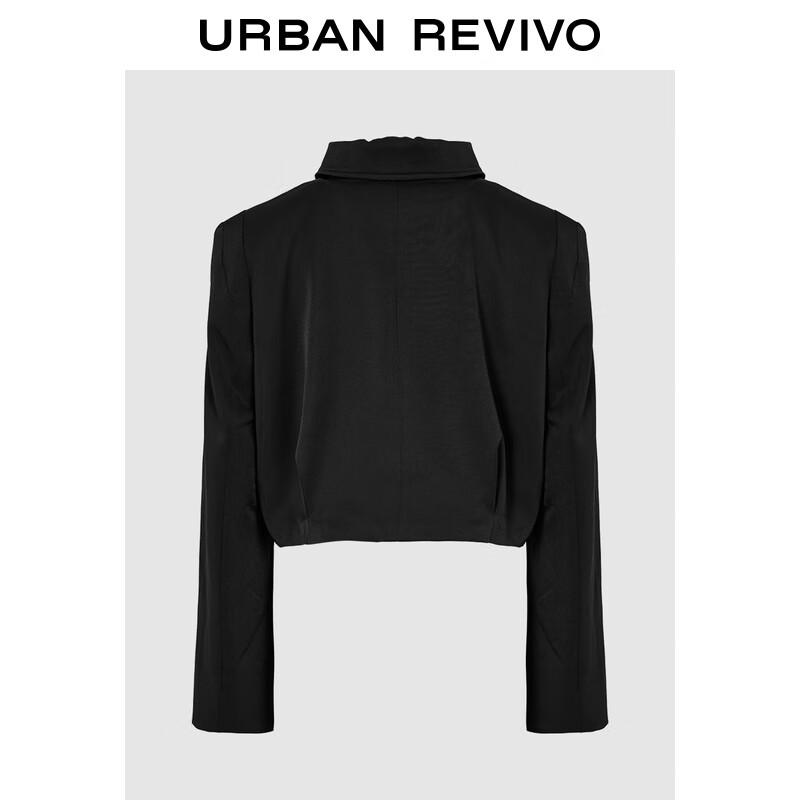 UR Women s Lapel Double Zipper Drawstring Short Jacket S