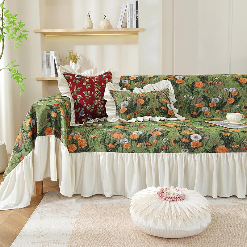 New small fresh sofa towel, dandelion all-inclusive universal non-slip sofa cover, high-end skirt sofa cushion
