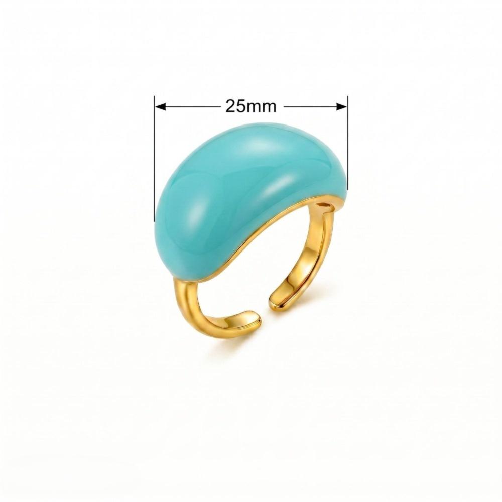 Gold Plated Brass Enamel Ring Enamel Drip Glaze Finger Ring Fashion Open End Ring For Women