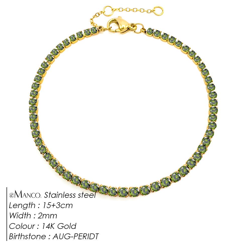 EManco Elegantes Geburtsstein-Tennisarmband mit Zirkonia-Diamanten