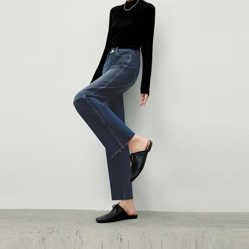 

Autumn Water Yiren Women s Retro Brushed Mid-High Waist Jeans L