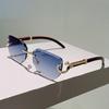 Vintage Rimless Leopard Head Sunglasses Women For Men Luxury Brand Designer Sun Glasses Punk Popular Outdoor Shades Uv400