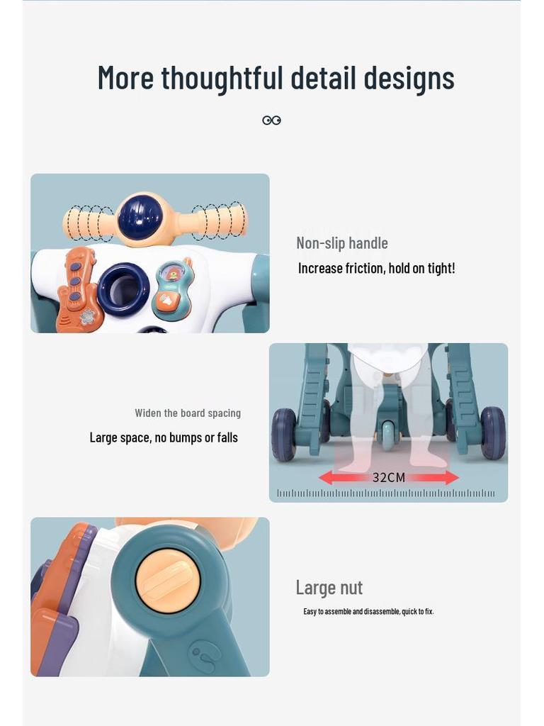 Adjustable 3-in-1 Baby Walker & Pushable Stroller Toy for Ages 0-3