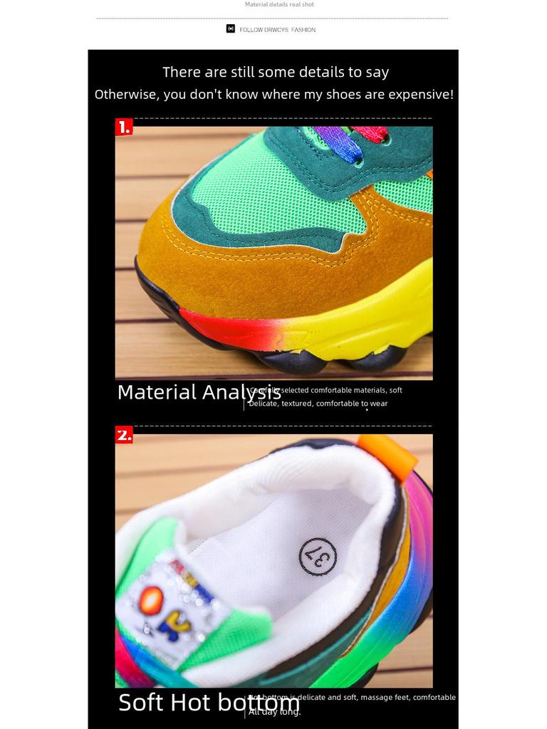 Podzimní dámské barevně blokované tenisky pro tátu se silnou podrážkou: Lehké, s měkkou podrážkou, zvyšující výšku a dostupné ve velkých velikostech.