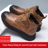 Men's Winter Plus Velvet Thickened Leather Snow Boots - Non-Slip, Casual, Outdoor Martin Boots.