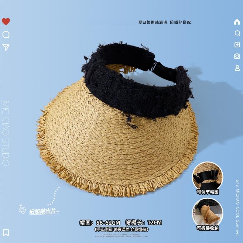 Summer empty top straw hat women's new seaside vacation beach big brim sunshade sunscreen hat versatile sun hat