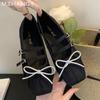 Fashion Bow Flats Women Ballet Dance Shoes Square Toe Shallow Fashion Mary Jane Shoes 2024 Brand Autumn Soft Designer Chaussure Femme