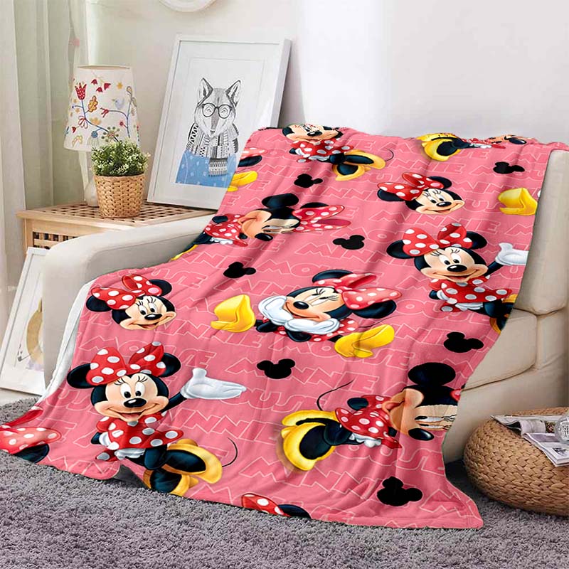 6 Sizes Warm Soft Disney Cute Minnie Cartoon Blanket Fluffy Children and Adults Luxury Gifts for Home Travel Camping Picnic