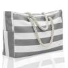 Beach Bags for Women Waterproof Stripes Tote Bag with Zipper Shoulder Bags Waterproof Sandproof Swim Pool Bag Large Tote