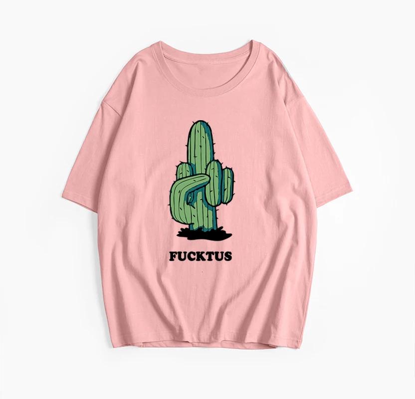 Cactus Graphic Printed T Shirt Women Summer Short Sleeve Tee Female Street Gothic Top