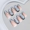 Three-dimensional fog blue cat's eye silver leaves flower ins wind removable manicure 30 pieces press on nails