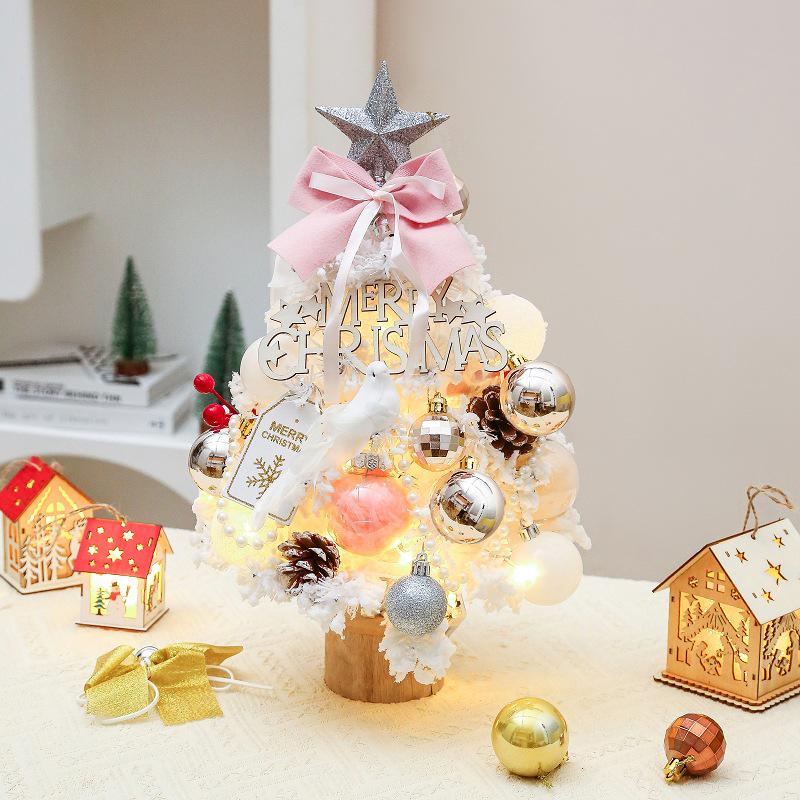 Flocked Pink Mini Christmas Tree Set - Includes Tree, Ornament, and Decoration for DIY. Perfect Gift for the Holidays!
