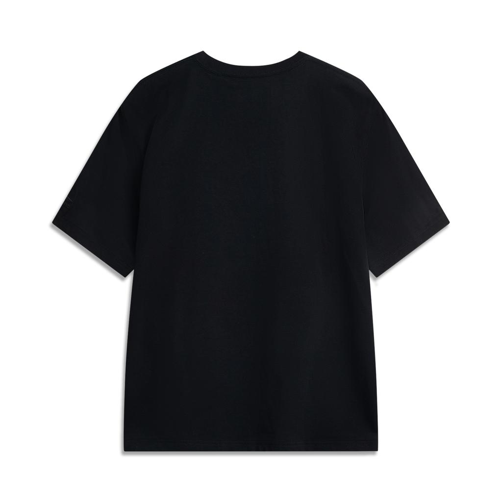 Li-Ning Casual Simple Letter Round Neck Pullover Loose Short Sleeve T-Shirt Men Tops Black AHSV747-4