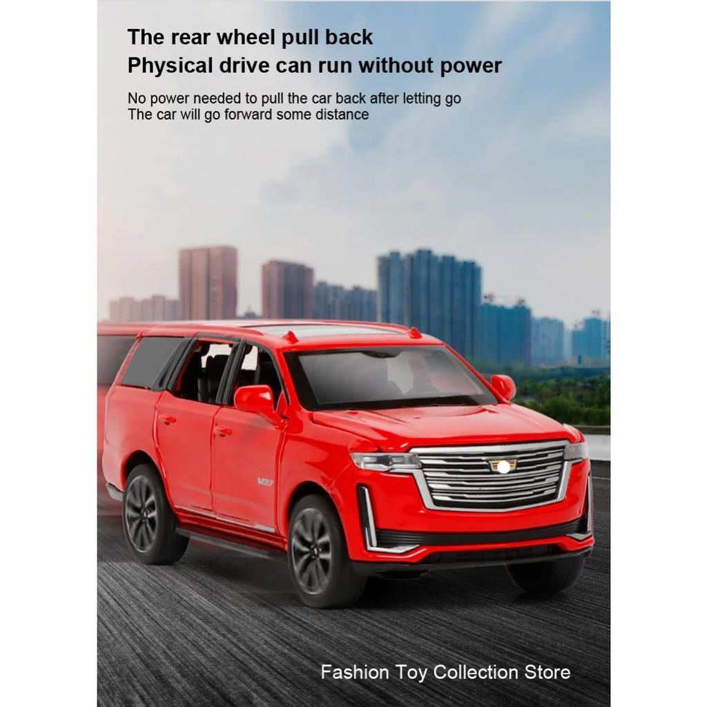 1/32 Model Samochodu ze Stopu Cadillac Escalade Wysoka Symulacja Odlewy Zabawka z Dźwiękiem i Światłem Pojazdy Pull Back Dekoracja Zabawki dla Dzieci