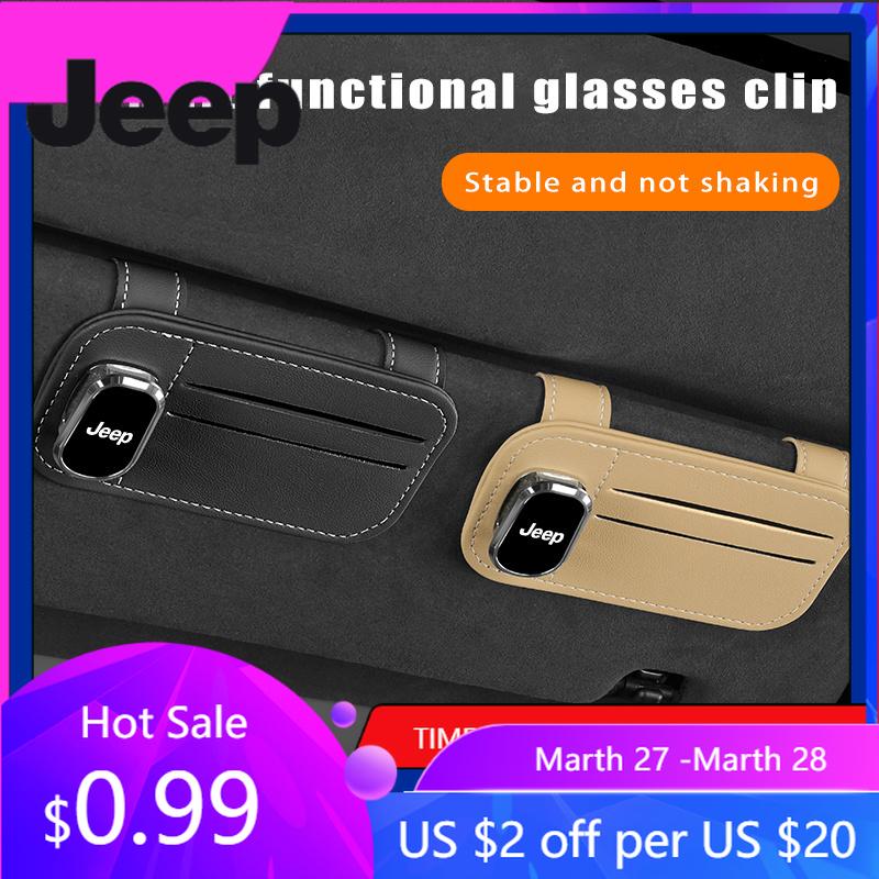 For Jeep Car Sun visor Glasses Sunglasses Multi-function Clip For Jeep Renegade Compass Grand Cherokee Wrangler Gladiator Pat