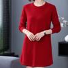 Mid-length Sweater Dress Solid Color Loose Knitted Sweater for Women Casual Long-sleeved Pullover Autumn and Winter