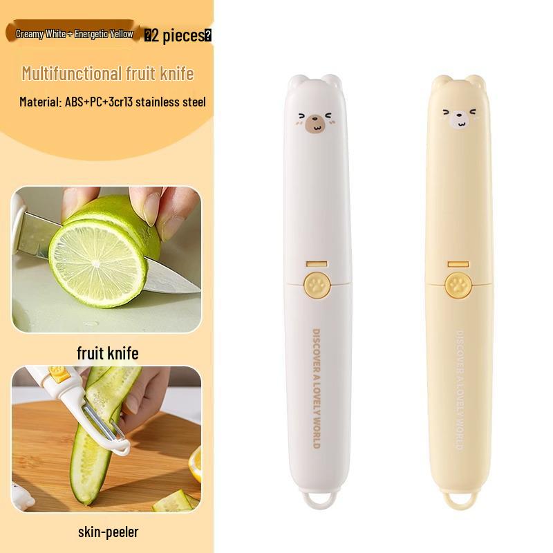 Portable Two-in-One Folding Fruit Knife & Peeler for Dorms, Students, and Home Use