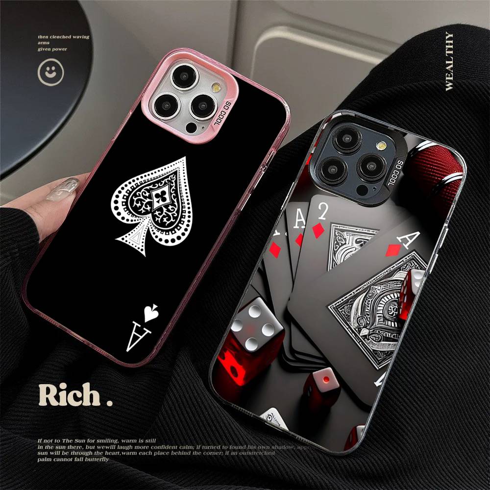 Poker Pattern Game Color Phone Case For IPhone 17 16 15 14 13 12 11 Pro Max Plus Pro Shell