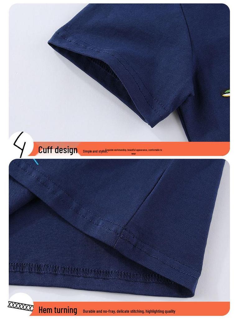 2026 Spring/Summer Boys' Cartoon Round Neck Short Sleeve T-shirts - New European and American Styles