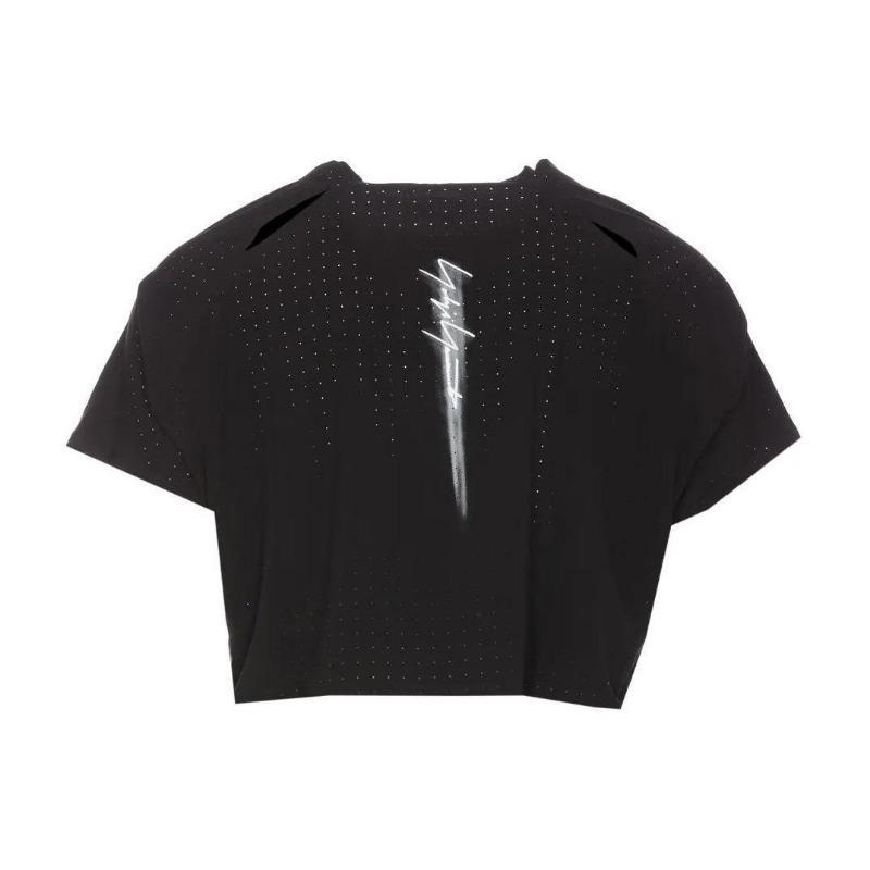 Y-3 Logo Print Crew Neck Short Sleeve T-Shirt Women Tops Black IR7096