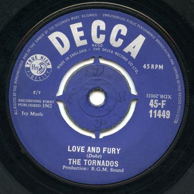 7-Zoll-Schallplatte TORNADOS - Love And Fury 45F11449 Decca 1962 UK Rock Gebraucht