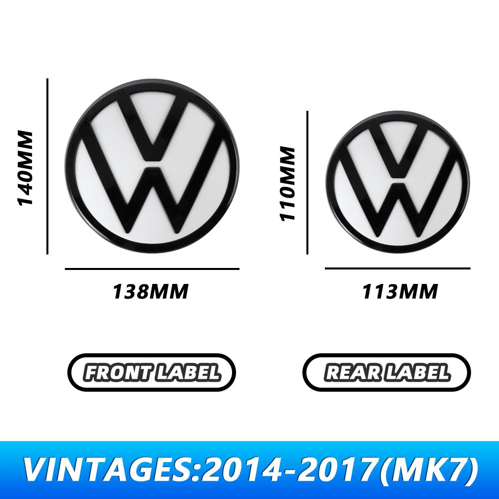 1 set ABS Replacement Style Front Grill Badge & Rear Trunk lid Emblem For VW Golf MK7 2014-2017 Golf MK7.5 2018-2020 Without CC QV6