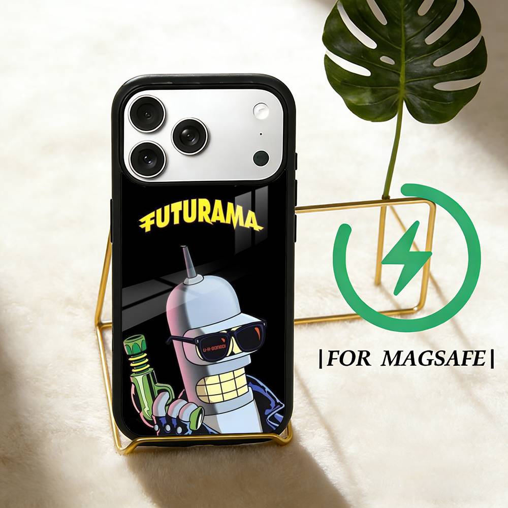 Cartoon F-Futurama wallpaper Phone Case For iPhone 17 16 15 14 13 12  Pro Max Plus for Magsafe Mirror Wireless Magnetic Cover