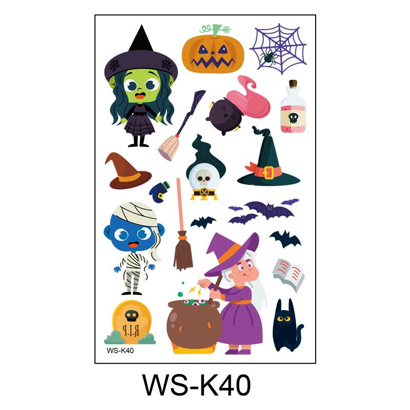 Waterproof Halloween Cartoon Tattoo Stickers for Kids - Pumpkin Magician Theme