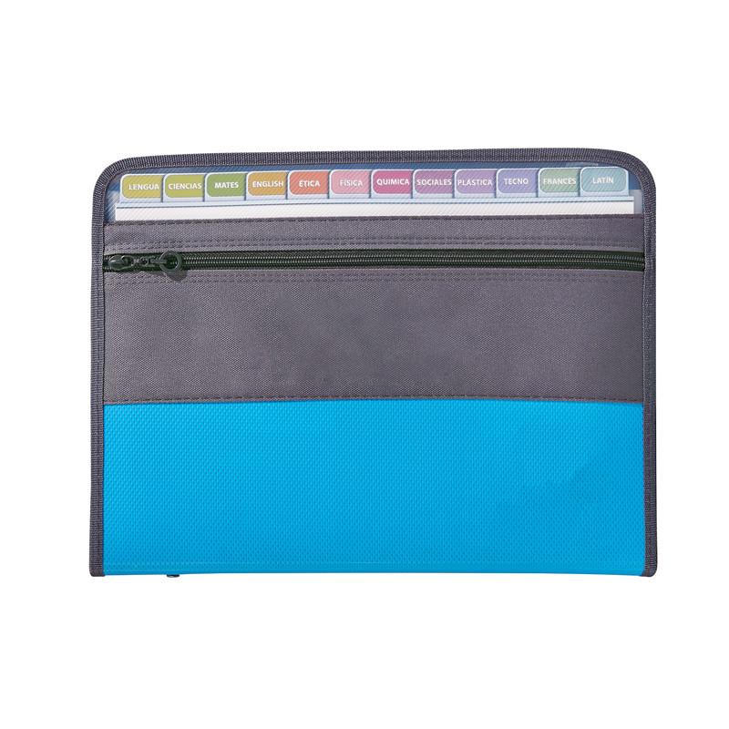 

New Accordion File Organizer With Safe Zipper 13 Pocket Expanding File Folder With Front Pencil Pouch School Office Supplies синій