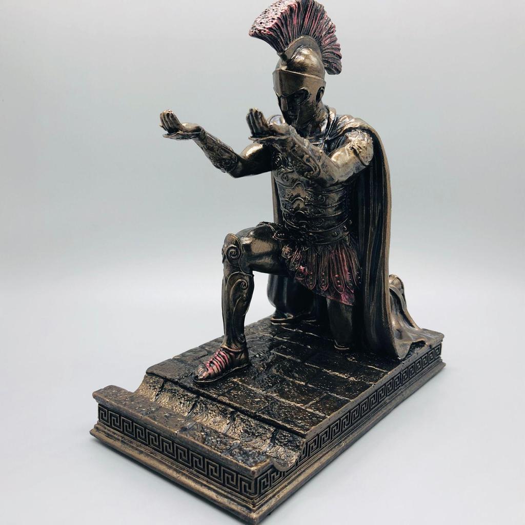 Executive Knight Bronze Pen & Phone Holder - Armor Hero Roman Warrior Statue