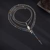 European and American Jewelry Men's Cross Pendant Crystal Chain Set Necklace Personalized Niche Style New Accessories