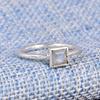 Minimalist Labradorite Square Ring – Natural Labradorite Gemstone Ring – Sterling Silver Stackable Ring – Handmade Dainty Jewelry – Gift for Her