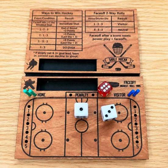 Yangyizhi Wooden Hockey Dice Game, Family Night Party Tabletop Game with & Pegs, Competitive Board for Kids, Teen, Adults