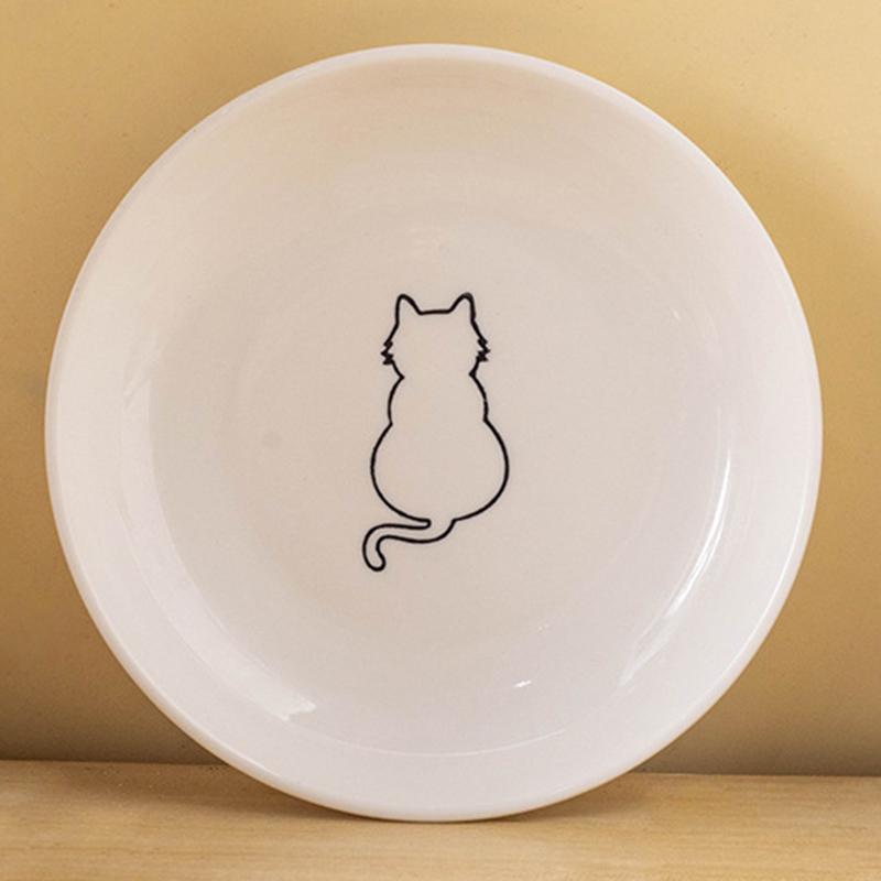 Ceramic Cat Plates With Silicone Anti Slip Pad Pet Cat Snack Bowl Cute Kitten Food Bowl Pet Kitten Water Bowl Pet Supplies
