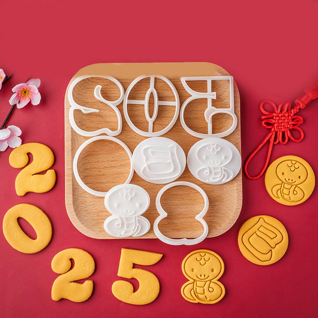 Pressable Biscuits Mold Snake Year Cookie Cutters Biscuits Fondant Cookie Stamps Kitchen Tool Party Supplies