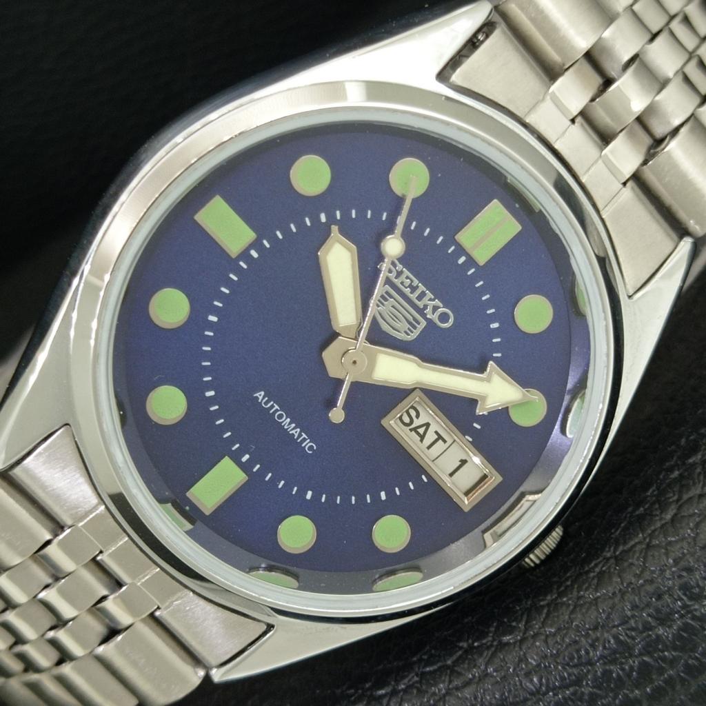 VINTAGE REFURBISHED SEIKO 5 AUTOMATIC 6309A JAPAN MENS BLUE DIAL WATCH a444247-1