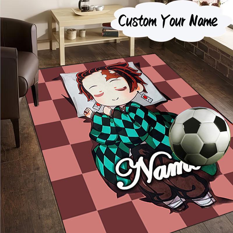 Custom Name Anime Demon Carpet, Chair Rug,Area Rug for Office Bedroom living rooms bedroom, Doormat decor Christmas fan gifts