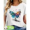 Pattern Printed Casual Round Neck Short Sleeve T-shirt Summer New Women's Wear T02