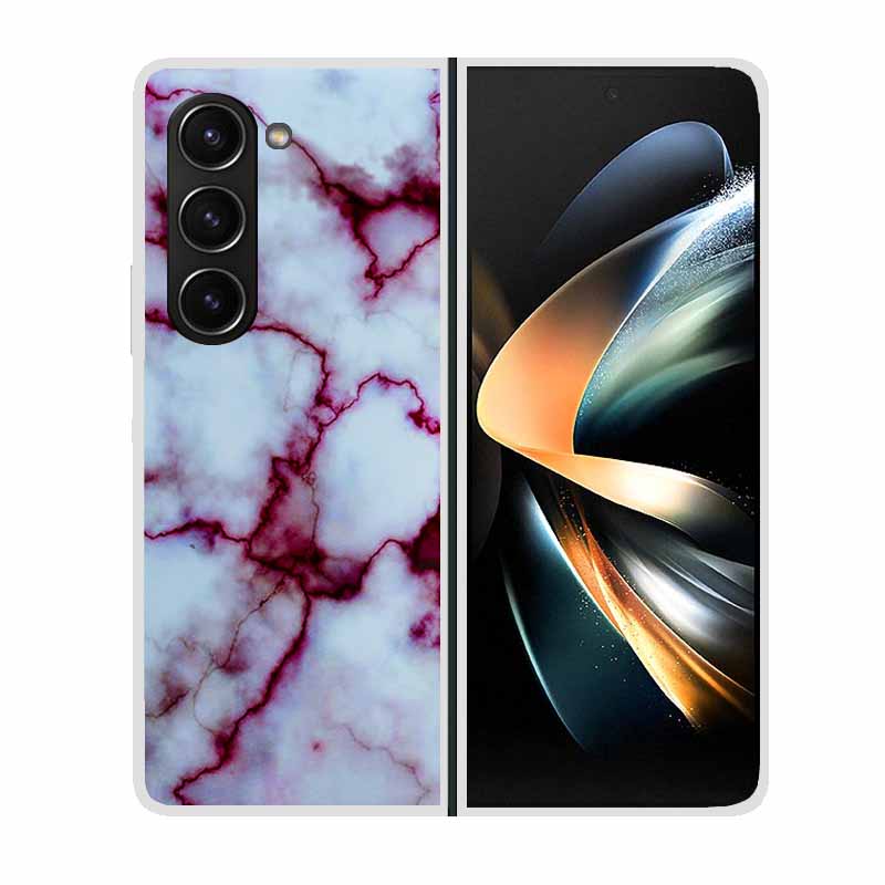 For Samsung Galaxy Z Fold 5 ZFold5 Cases Marble Transparent Shockproof Protection Hard Back Cover For Samsung Z Fold 5 5G Cases