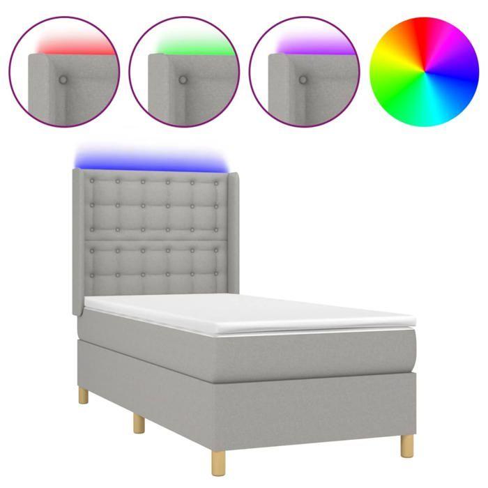 VidaXL Sommier à Lattes de Lit avec Matelas et LED, Lit Rembourré, Lit Simple, Lit Adulte de Chambre à Coucher Intérieur, 3139165