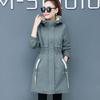 Autumn and Winter Plus Velvet Mid-length Overcoat Women's Slim  All-match Hooded Parka Jacket Female Flocking Trench Coat