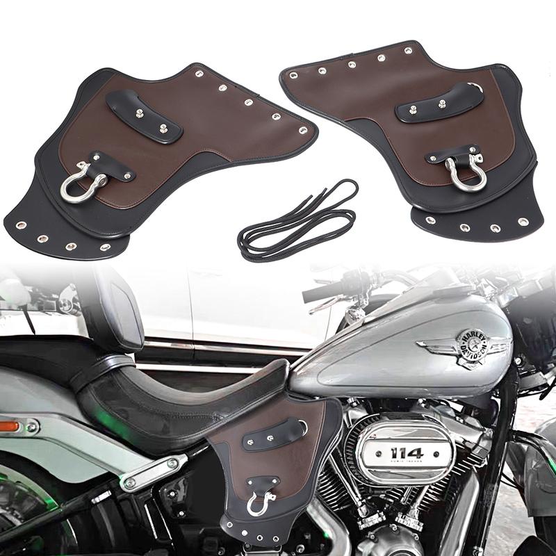 Motorcycle Universal Heat Saddle Shield Deflectors PU Leather Black For Harley Touring Softail Sportster Kawasaki Yamaha Honda