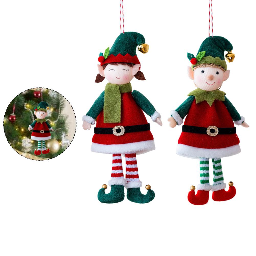2Pcs Christmas Doll Pendant Cute Couple Doll Hat Hanging Foot Bell  Decor Christmas Crafts Supplies Christmas Decorations