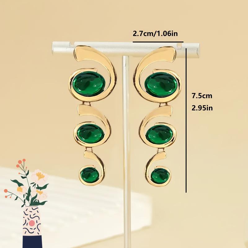 Elegant Women's European & American Inlaid Oval Stud Earrings – Bestselling Daily Wear 1 Pair