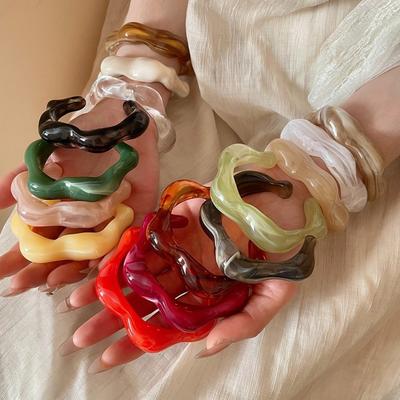 Boho Resin Bangle Irregular C Shape Cuff Bangles Fashion Exaggerated Bracelet Gift