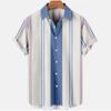 Summer new men's top striped D print men's cardigan lapel