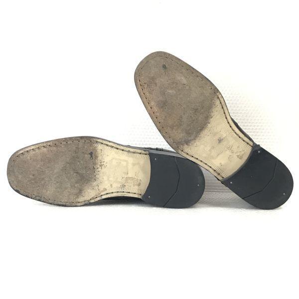 Made in France CLERGET Leather Goodyear Welt Full Brogue Wingtip 42 / 26.0-26.5cm / Black Dress Shoes(USED)