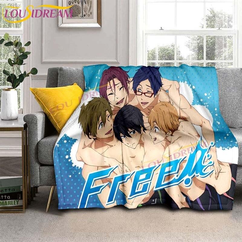 Gratis Iwatobi Swim Club Dekens Cartoon Bedspreien Dekens Anime Flanellen Dekens Bank Bed Dekens Plaid Dekens Cadeaus